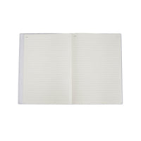 B5 dinosaur notebook open to blank lined pages