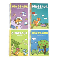 Set of four B5 dinosaur coil notebooks with colorful cover illustrations