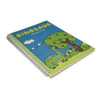 B5 dinosaur coil notebook, blue cover with dinosaur and tree art
