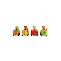 Mixed-color dinosaur inertial toy cars with standing dinosaur figures