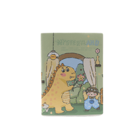 A5 dinosaur notebook with green frosted plastic cover and cartoon dinosaur children characters.