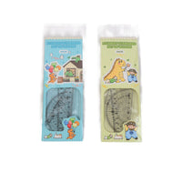 Blue and green dinosaur ruler set blister packs, 20cm protractor and rulers