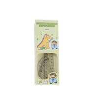 Light green dinosaur ruler set blister pack, 20cm protractor and ruler pieces