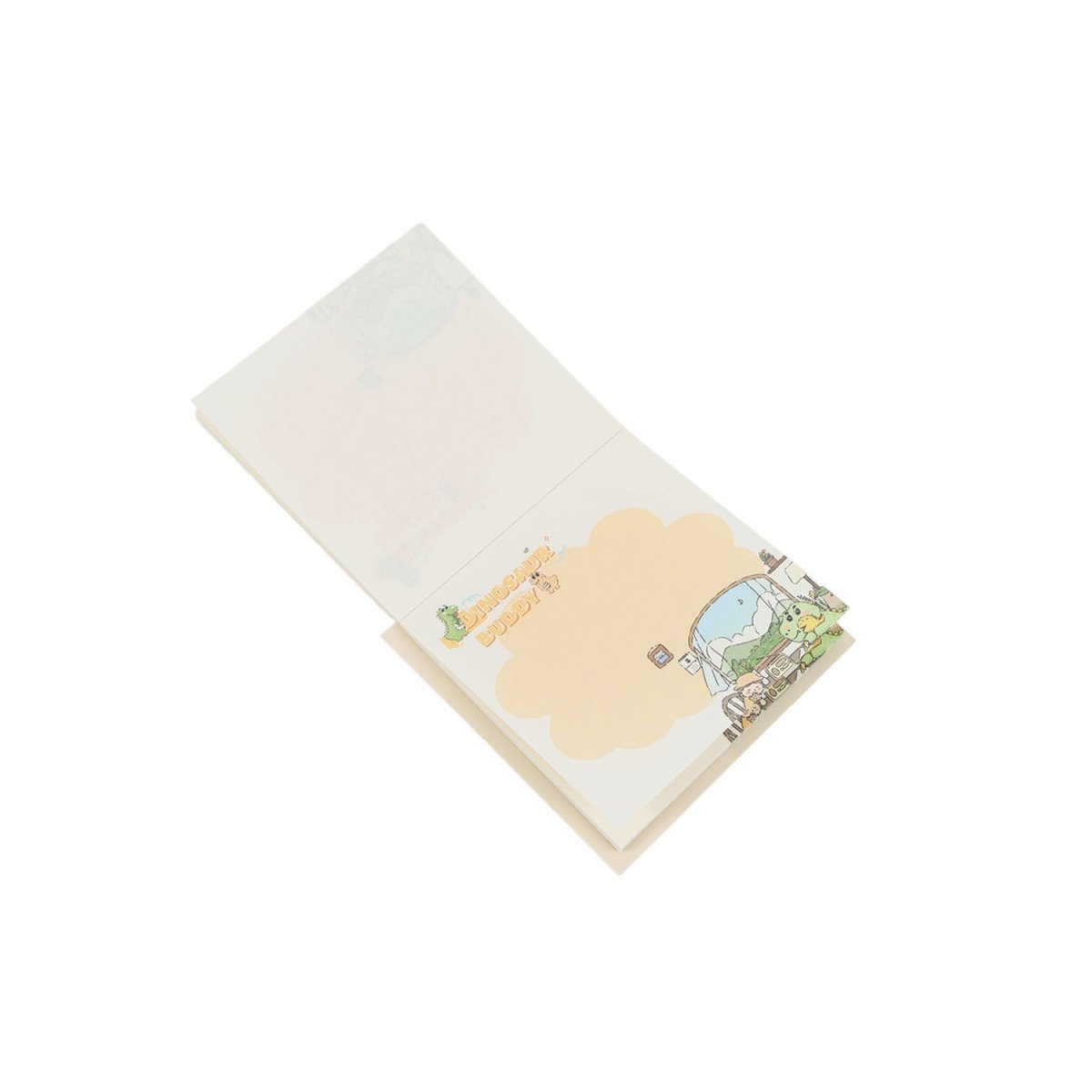 Square memo pad with 'Dinosaur Buddy' cover, stacked view