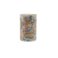 Dinosaur washi tape roll with character illustration and patterned background, multicolor