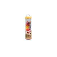Dinosaur tube toy with clear container and yellow cap, filled with multicolor dinosaurs
