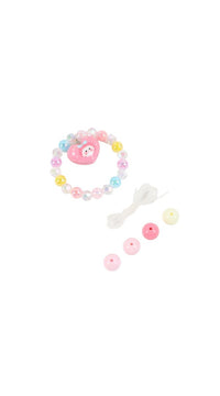 Kids DIY bracelet kit with multicolor heart bead bracelet and loose pink bead discs