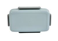 Light blue lunch box with smooth back panel and side carry handles