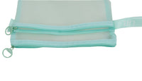 Mesh zipper bag A5 with double compartments, teal green