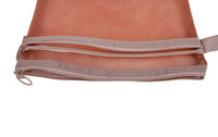 Mesh zipper bag A5 with double compartments, peach-toned