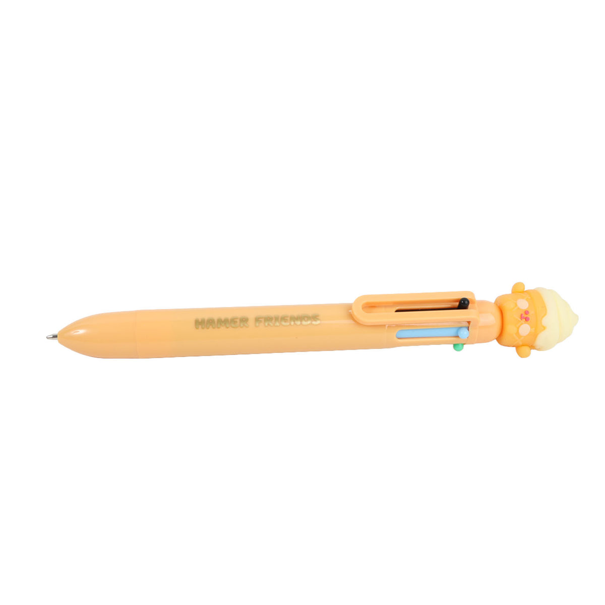 Orange HAMER FRIENDS cartoon pen with animal head cap and multicolor ink window