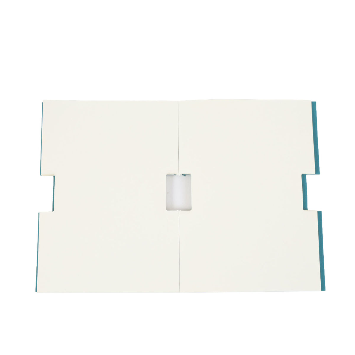 Blue cable organizer panels with central white tab and two side notches