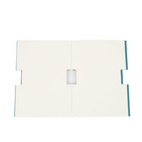 Blue cable organizer panels with central white tab and two side notches