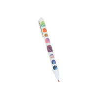 Space theme click gel pen with clear-white barrel and planet and star patterns