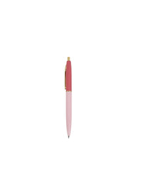 Pastel pink click pen with gold clip and tip