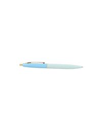 Pastel blue click pen with gold clip and tip