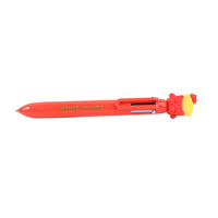 Red HAMER FRIENDS cartoon pen with animal head tip and multi-color ink slots