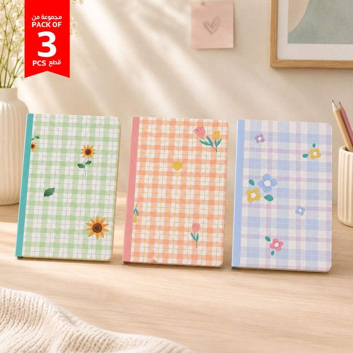Plaid Floral Notebooks - Pack of 3