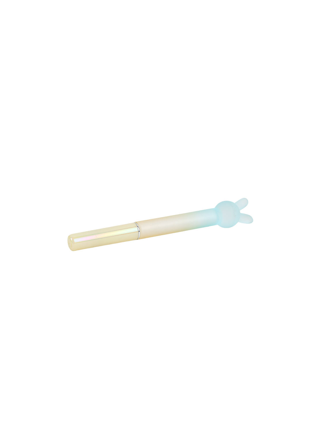 Pastel bunny-ear pen with pale yellow barrel and light blue bunny tip.