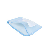 Light blue transparent zip file bag with cloud print paper pocket and zipper edge