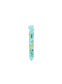 Light blue dinosaur cartoon pen with dinosaur head cap and striped barrel