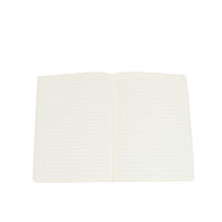 Open blank notebook pages in a two-panel spread for writing and drawing