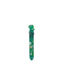 Dark green dinosaur cartoon pen with dinosaur head cap and striped barrel