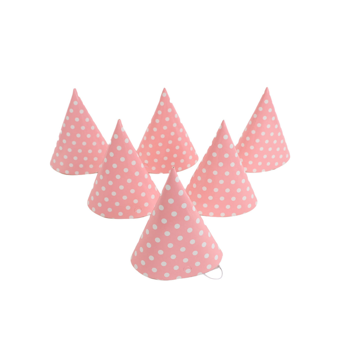 Pink polka dot party cone hats set of multiple
