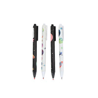 Pack of 6 space print click gel pens, black and white barrels with rocket and star motifs