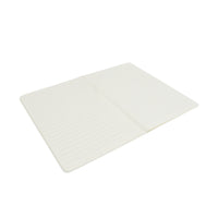 Open white notebook with lined pages