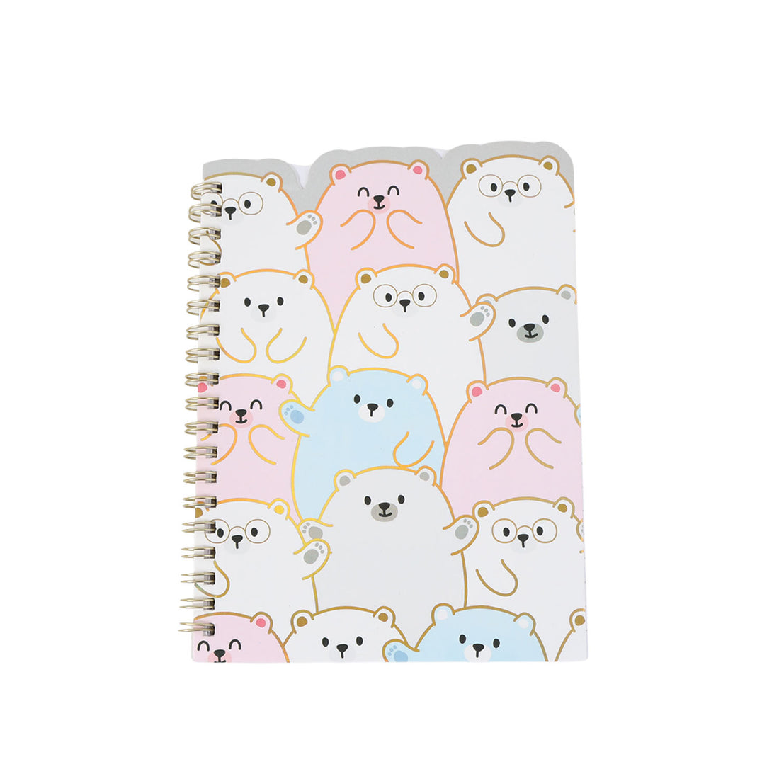 Pastel bear-pattern spiral notebook with metal coil binding