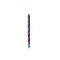 Blue sports-themed ballpoint pen with printed barrel and blue tip