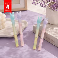 Set of 4 pastel bunny-ear pens: mint, light pink, lavender, and pale yellow.