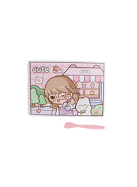 A4 small notebook with pink 'cute' dessert counter illustration and girl character