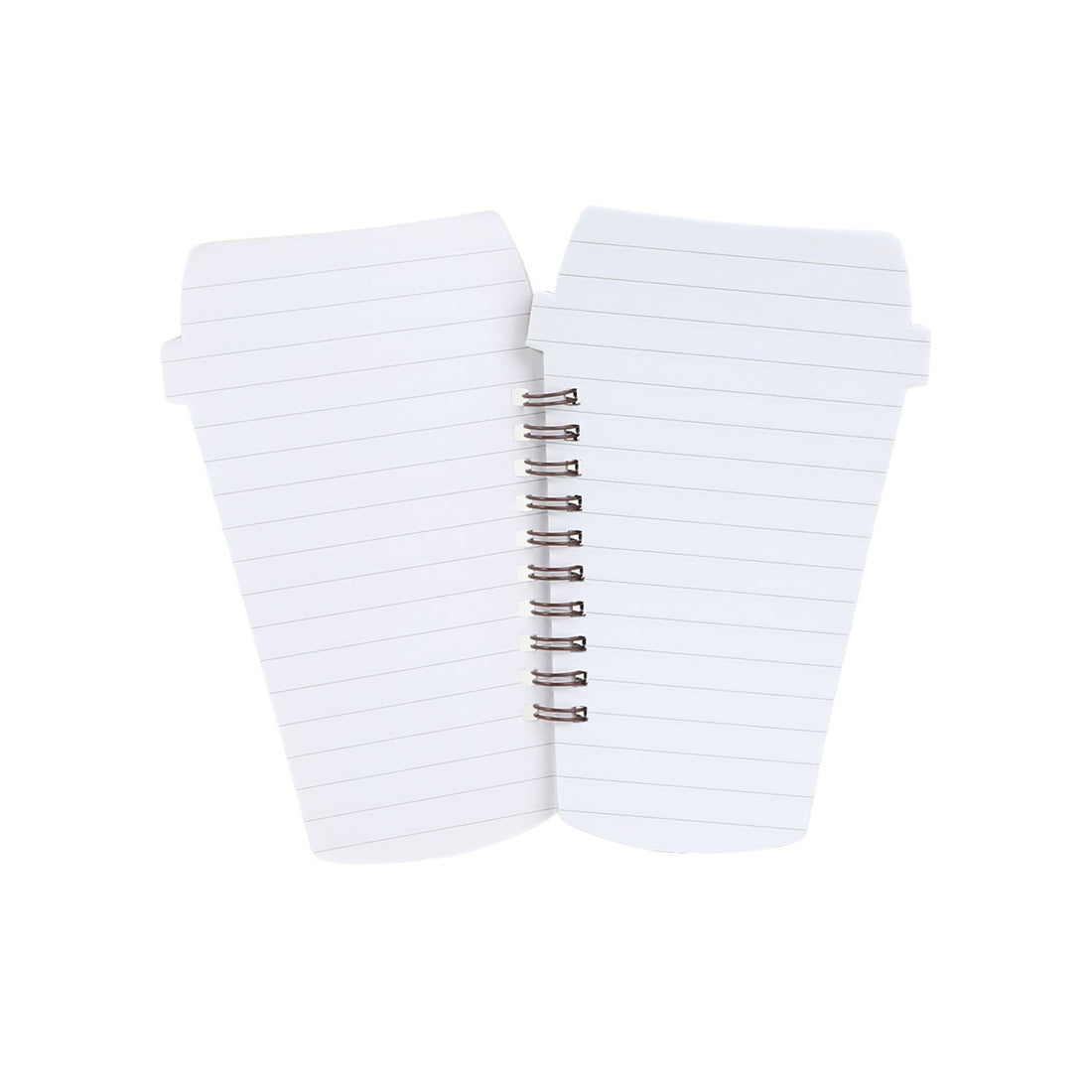 White lined spiral notebooks, two covers with metal rings down the center