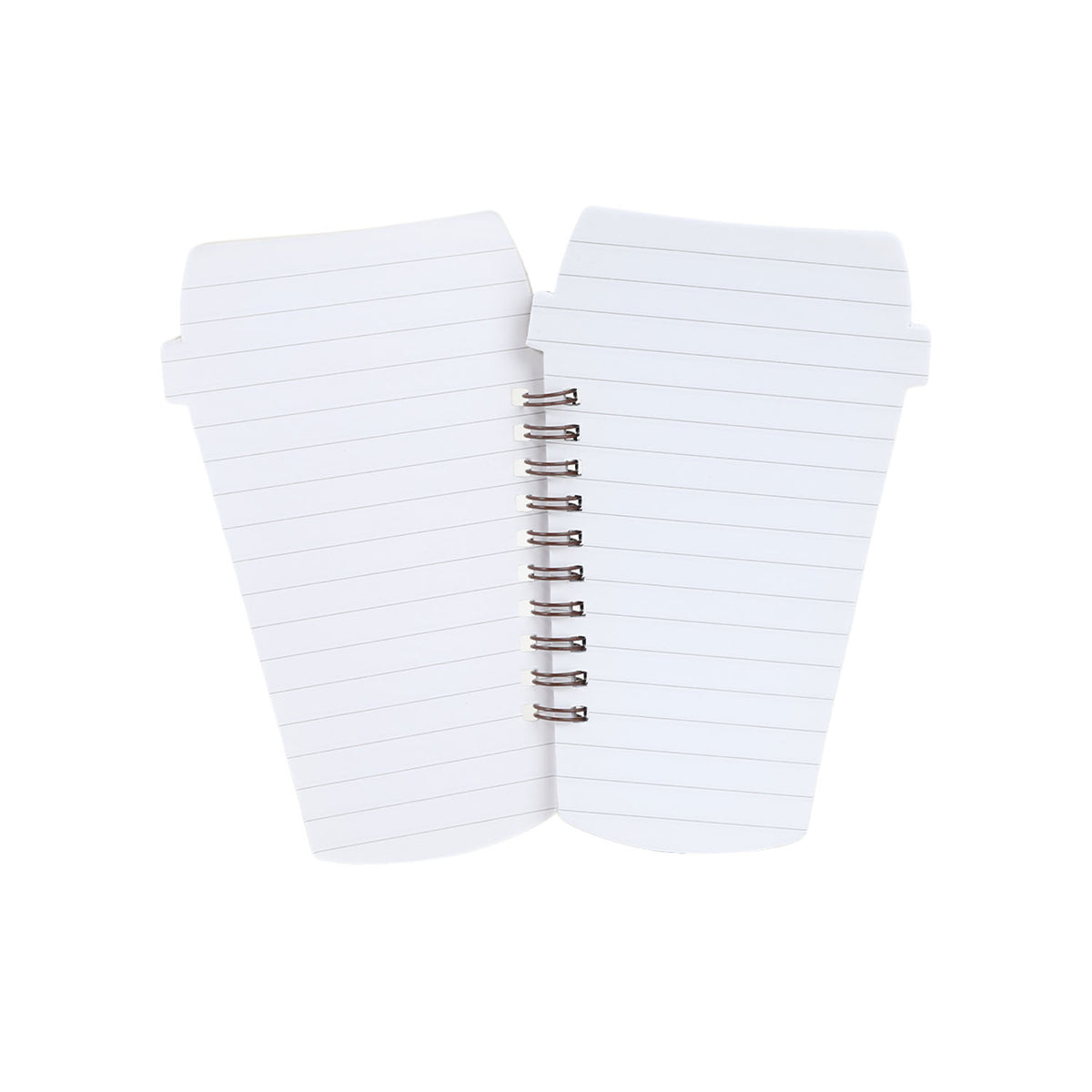 White lined spiral notebooks, two covers with metal rings down the center