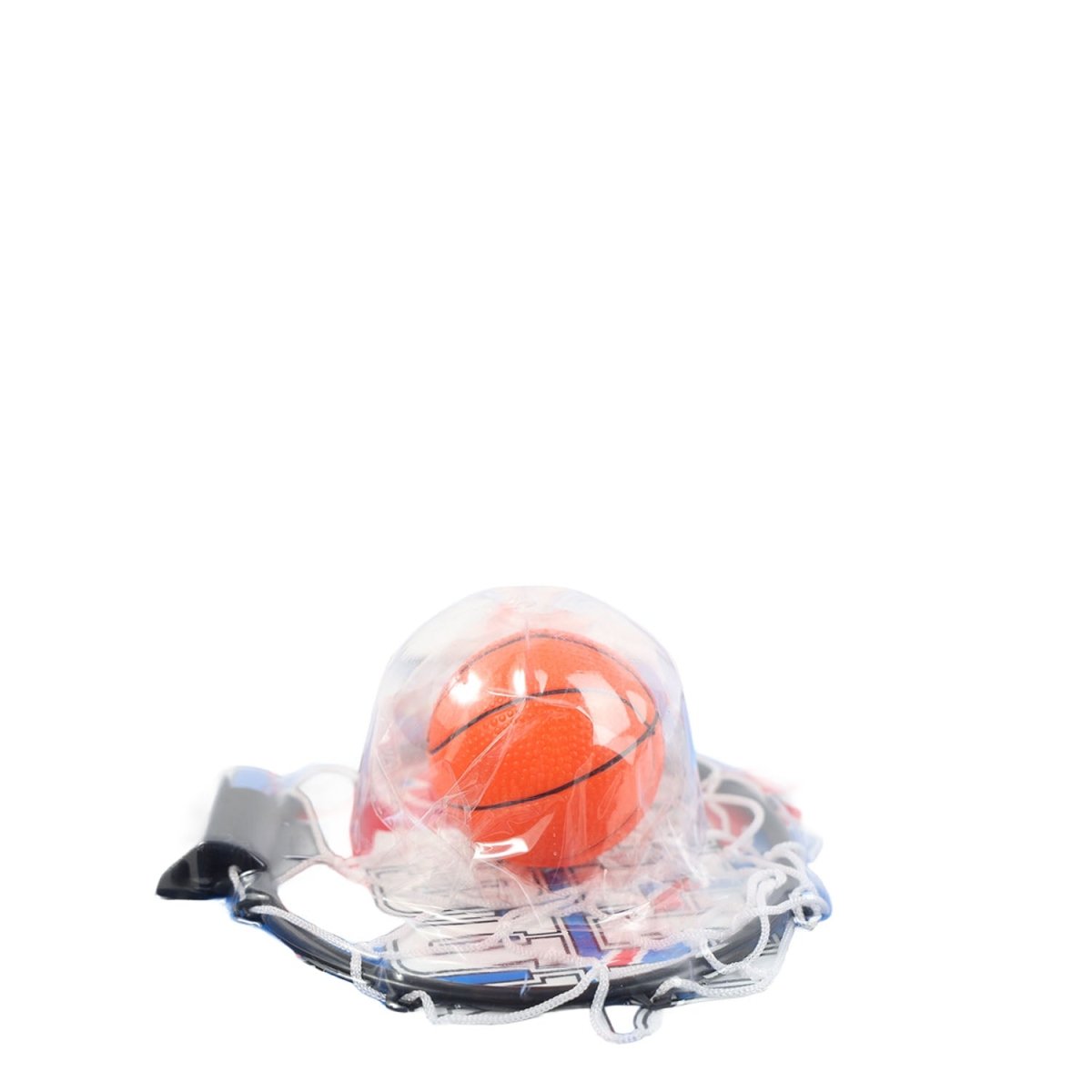 Mini basketball hoop set orange basketball with white netting and small black base
