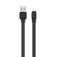 USB-A to Micro-USB cable with black connectors and braided cord, straight view