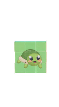 3x3 magic cube puzzle toy with green cartoon character on bright green panels