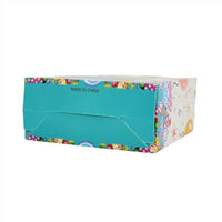 Kids Eid sweets box side view with blue panel and printed text 'MADE IN CHINA'