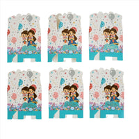 Kids Eid sweets boxes set with matching cartoon children design on each box