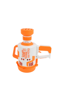 Electric bubble gun with 108-hole nozzle and orange trigger handle