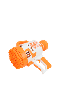 Electric bubble gun with 108-hole nozzle, orange and white toy sprayer