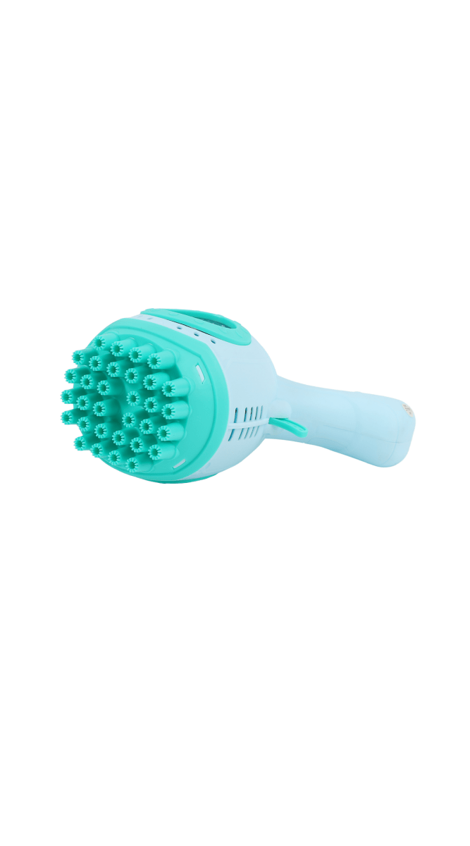 Light blue electric bubble gun with wide 32-hole front nozzle