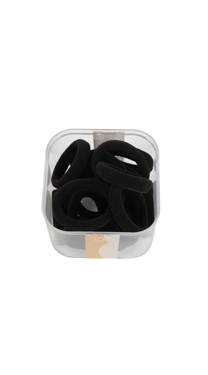 Square clear box with black towel rings, stacked inside