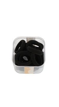 Square clear box with black towel rings, stacked inside