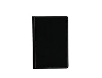 Black notebook cover with contrast stitching, front