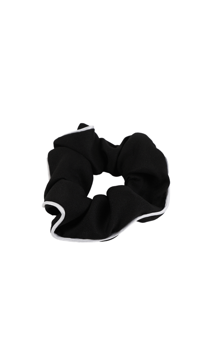 Black Hair Scrunchie with White Edge 3