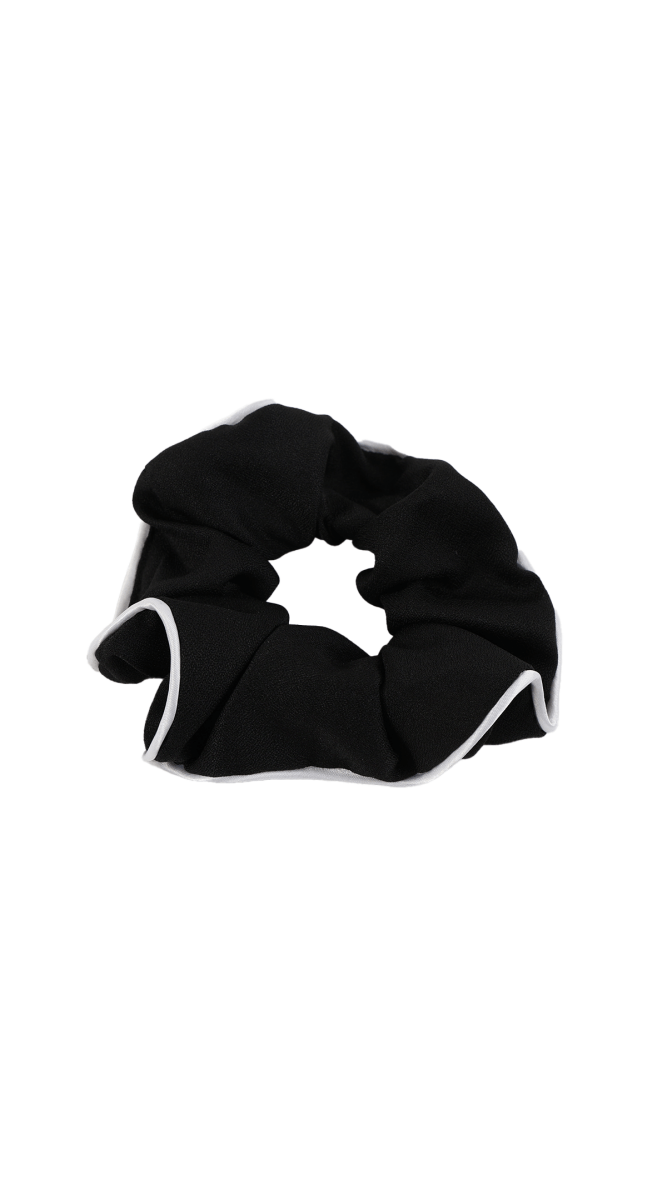 Black Hair Scrunchie with White Edge 2