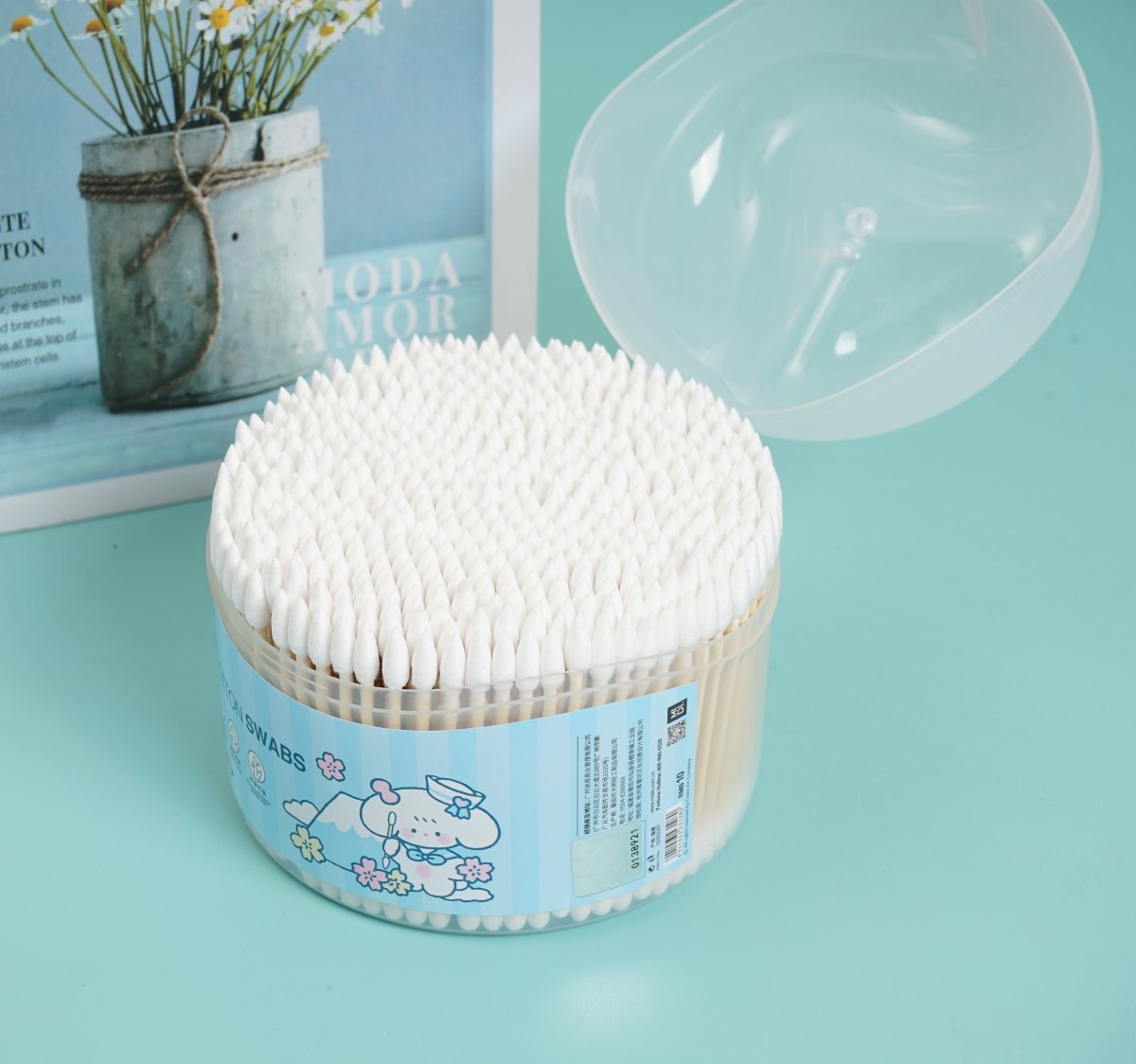 Pack of 3 Cotton Swab Boxes with Elegant Dispenser